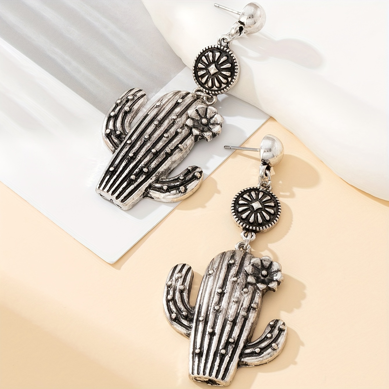 Western Style Earrings Set with Boot & Cactus Pendants